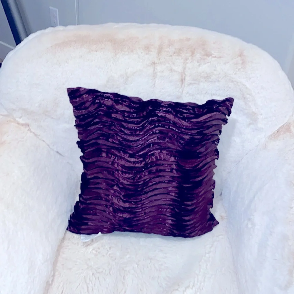 Wave Satin Throw Pillow Feather Filled Microsuede Solid Color Decorative‎ Throw